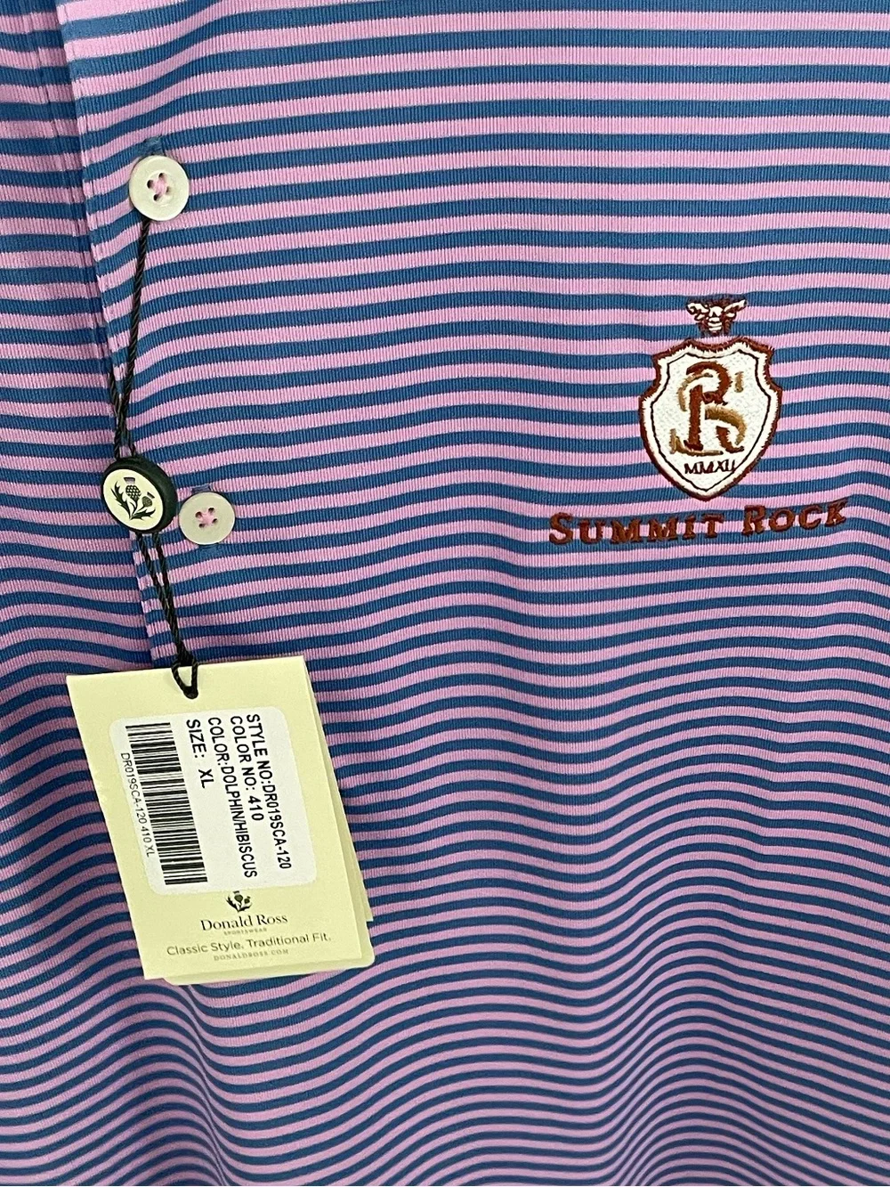 NEW Donald Ross Performance Polo Shirt Summit Rock Texas Crest Golf Prep NWT.  2